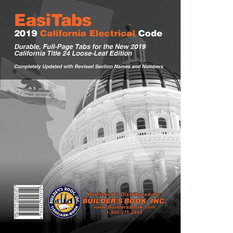 Item #25883 EasiTabs: 2022 California Electrical Code Title 24, Part 3. BUILDER'S BOOK.